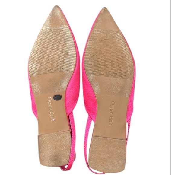 Open Edit Kendall Fuschia Pointy Crystal Embellished Slingback Flats Size - Picture 4 of 11